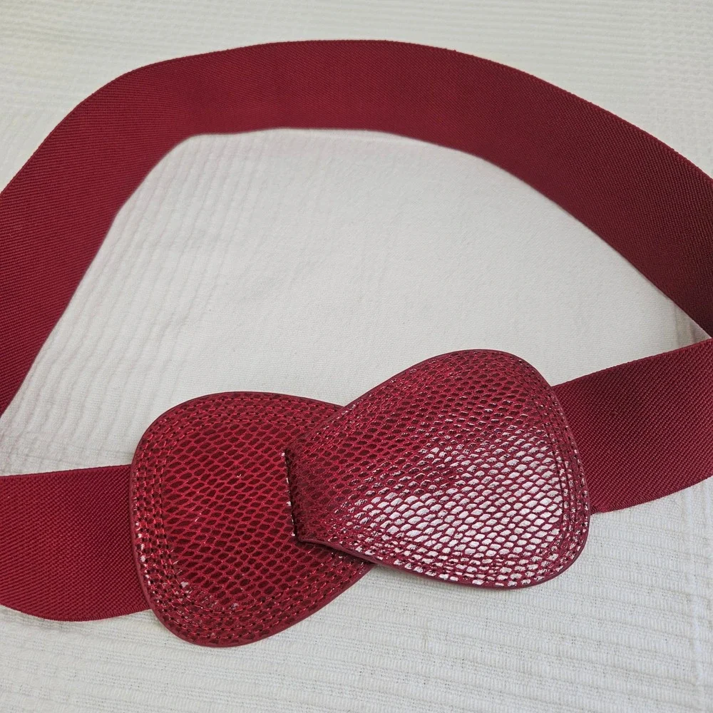 Stretch Waist Interlock Belt OS‎ Dark Red 80s Inspired